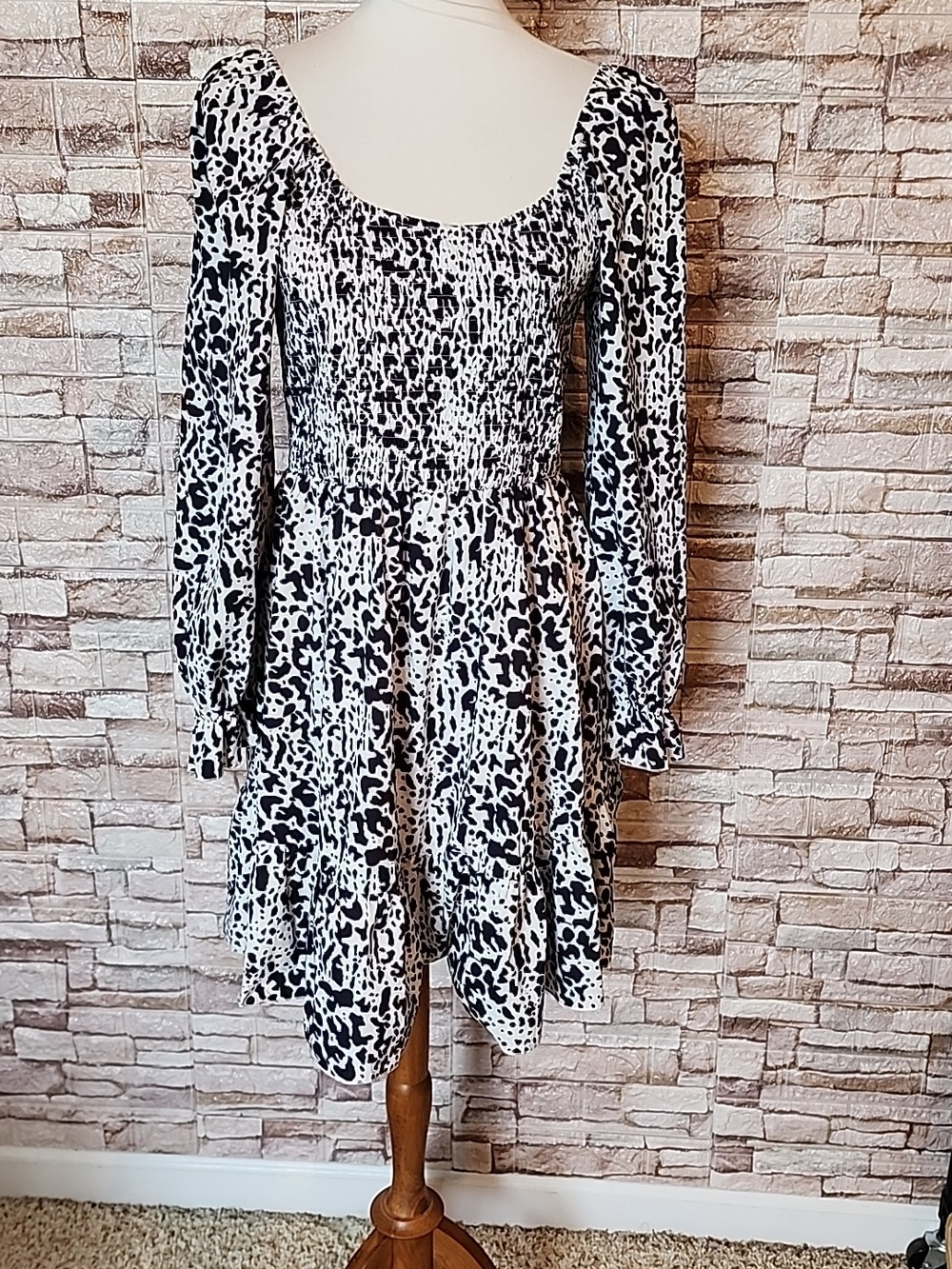 Miss Sparkling Black & White Animal  Print Dress